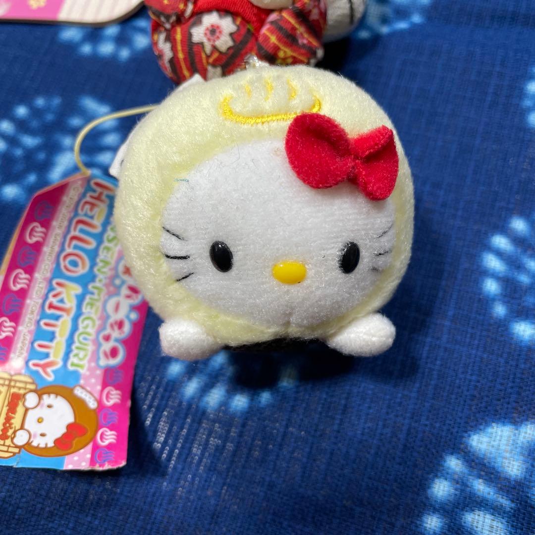 ハローキティ 和温泉、藍染、扇子お守りセット