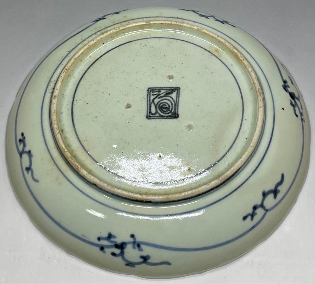 古伊万里　花唐草文　染付　6.5寸皿　江戸時代　u237