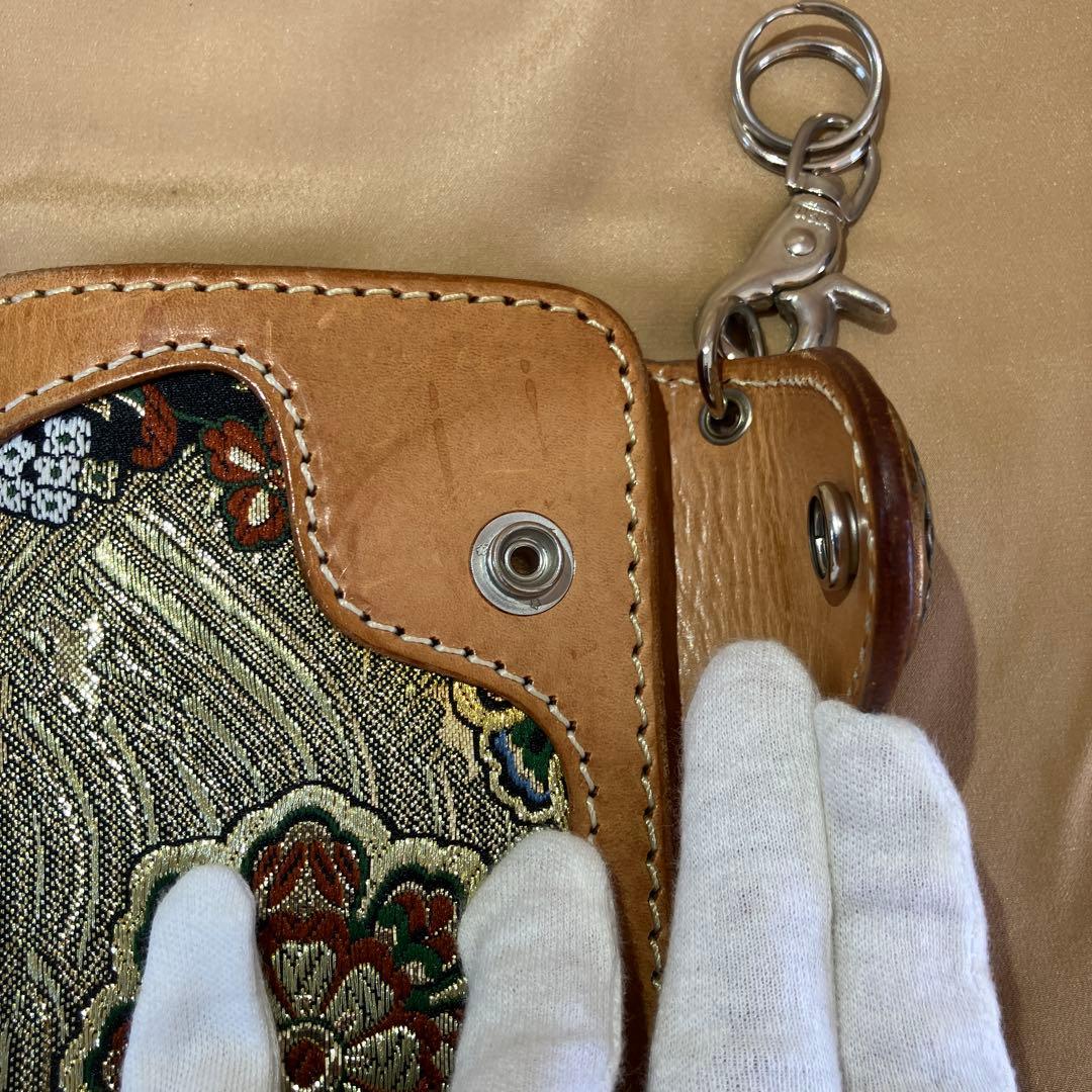 花山 kazan デグナー 長財布 ロングウォレット 和柄 和 花 金 レザー