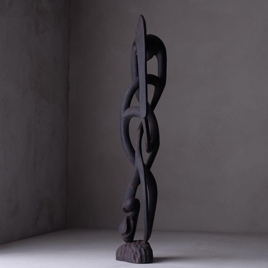 タンザニア マコンデ彫刻 シェタニ 高さ60㎝ ブラックウッド　プリミティブ