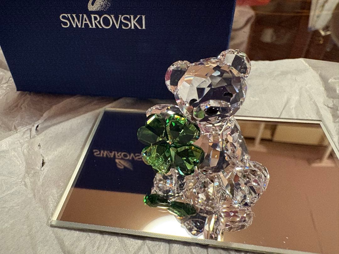 【新品】スワロフスキー クリスベア クローバー 置物 箱・証明書付き