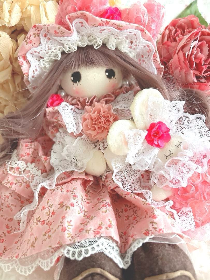 カントリードール♡ハンドメイド♡お人形♡ピンク？サーモンピンク？♡