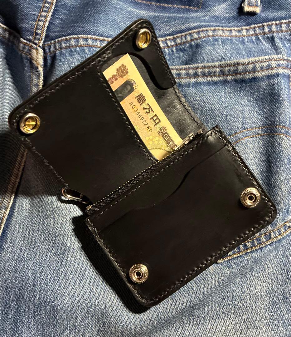 トラッカーウォレット　ミドル　シュリンク　ブラスゴールド　エクセラファスナー