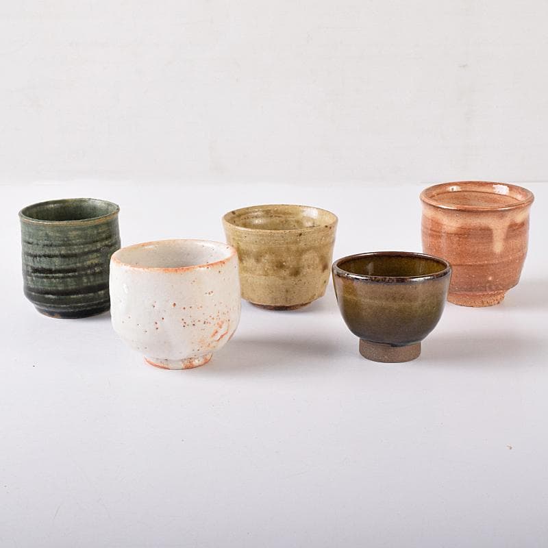 萩焼　十三代坂田泥華作など　ぐい呑み　十種　黒田陶々庵極め箱　M　R8426