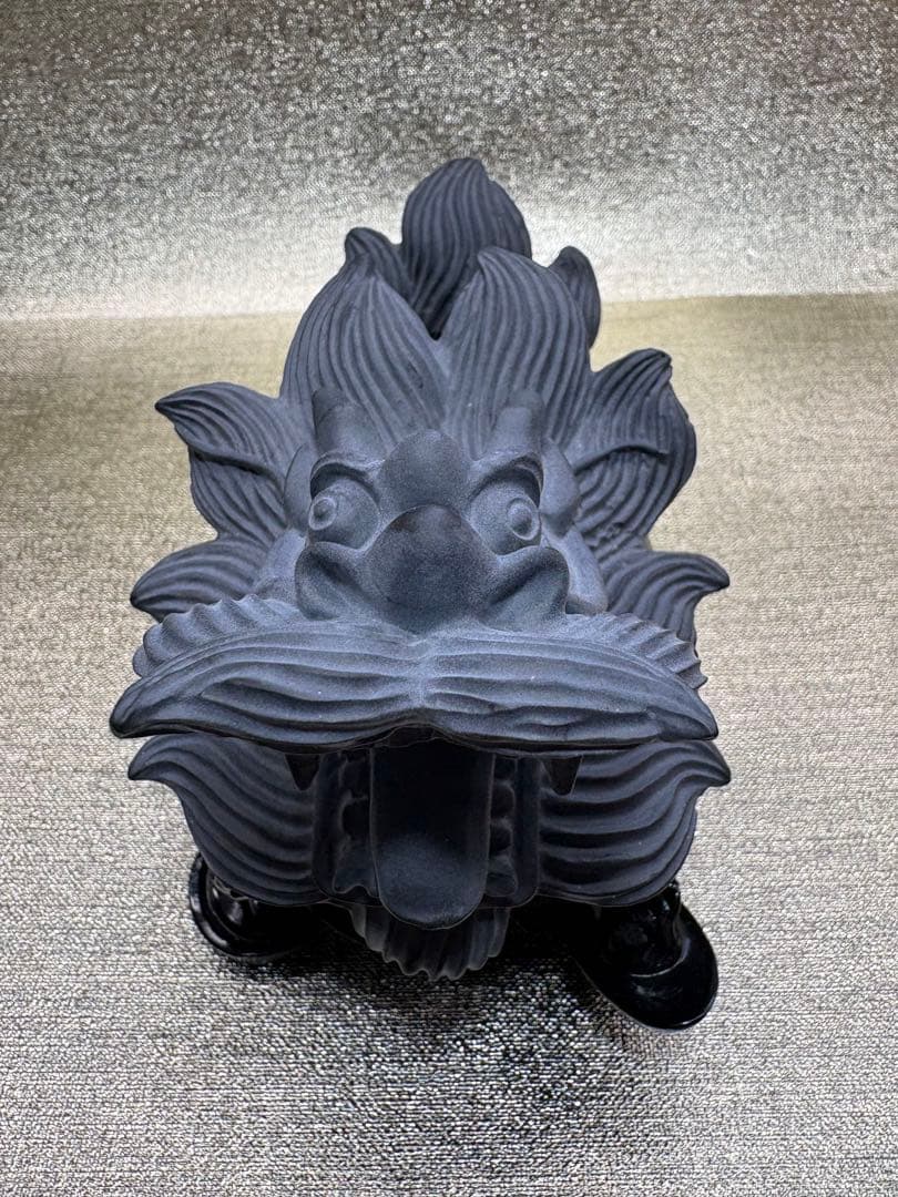 【彫刻置物】龍亀 ろんぐい オブシディアン 黒曜石　財運　金運　風水獣　開運　1