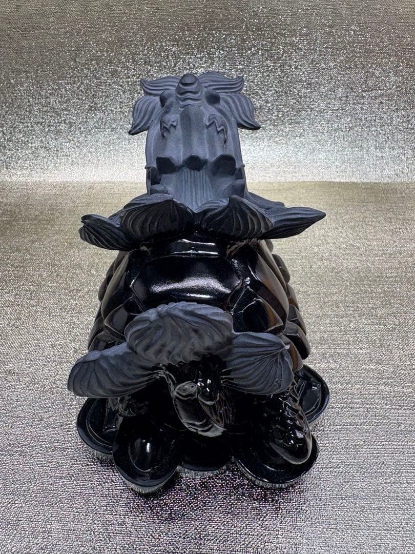 【彫刻置物】龍亀 ろんぐい オブシディアン 黒曜石　財運　金運　風水獣　開運　1