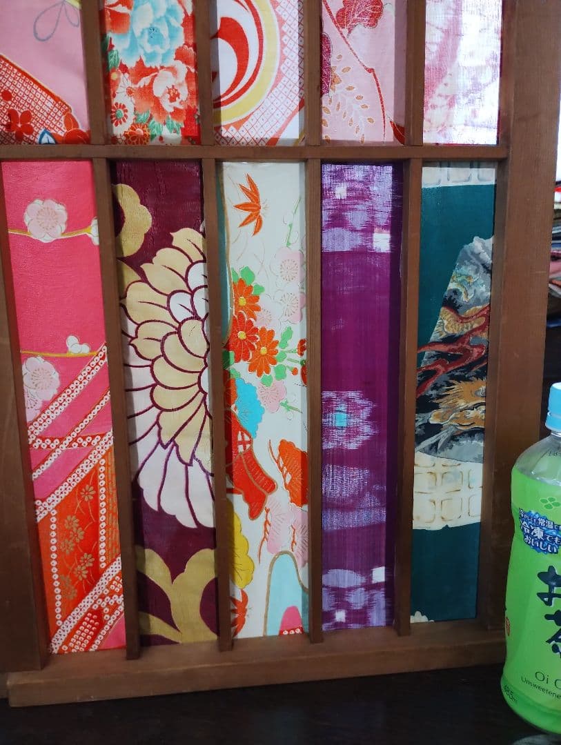 SALE　衝立　パーテーション　和雑貨　ハンドメイド　折りたたみ式　古布