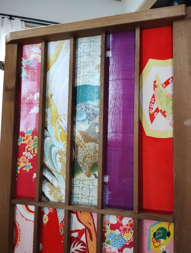 SALE　衝立　パーテーション　和雑貨　ハンドメイド　折りたたみ式　古布