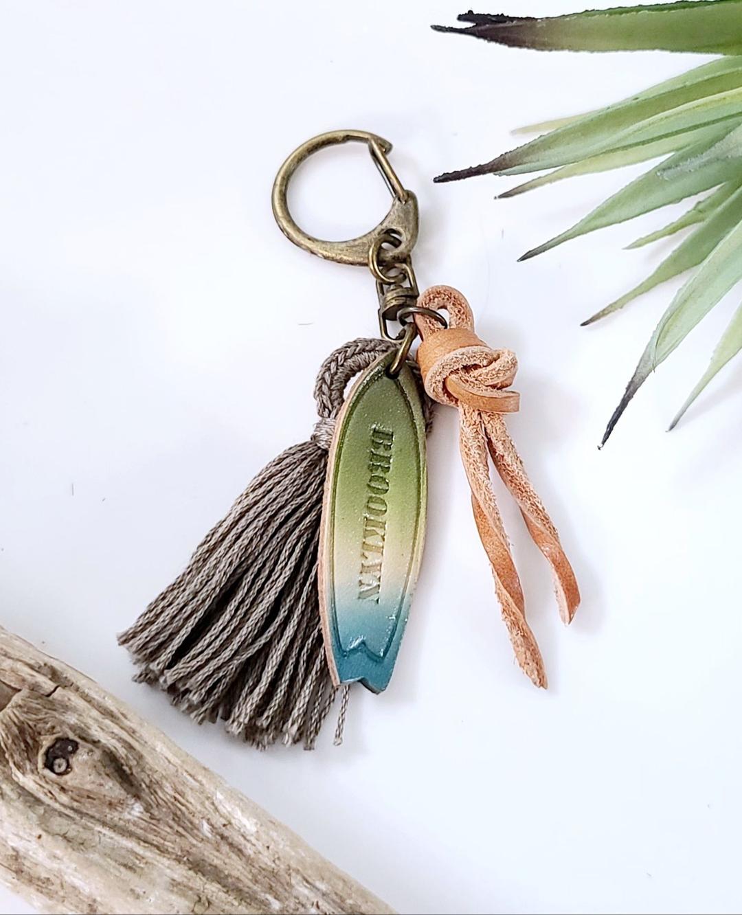 革 タグ ✯ キーホルダー キーチェーン ✯ サーフボード