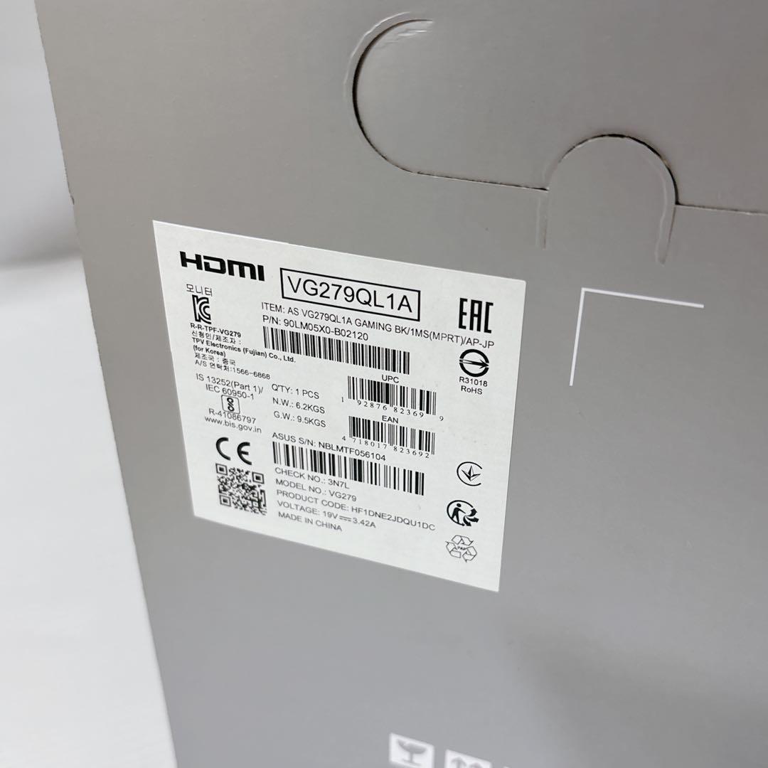 ASUS TUF Gaming VG279QL1A 27インチゲーミングモニター