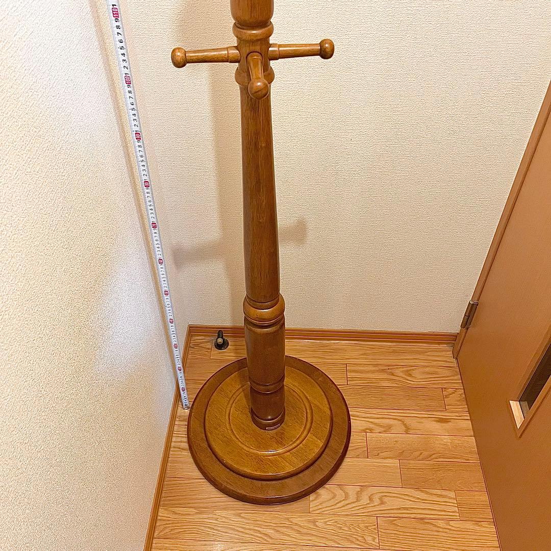 【良品】TOCOM あずま工芸 天然木 コートハンガー 木製 ポールハンガー