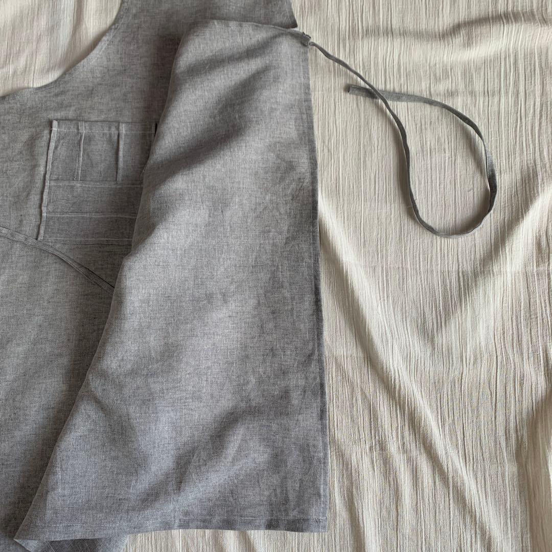 ハンドメイド　コットンリネン　エプロン　パッチワーク風