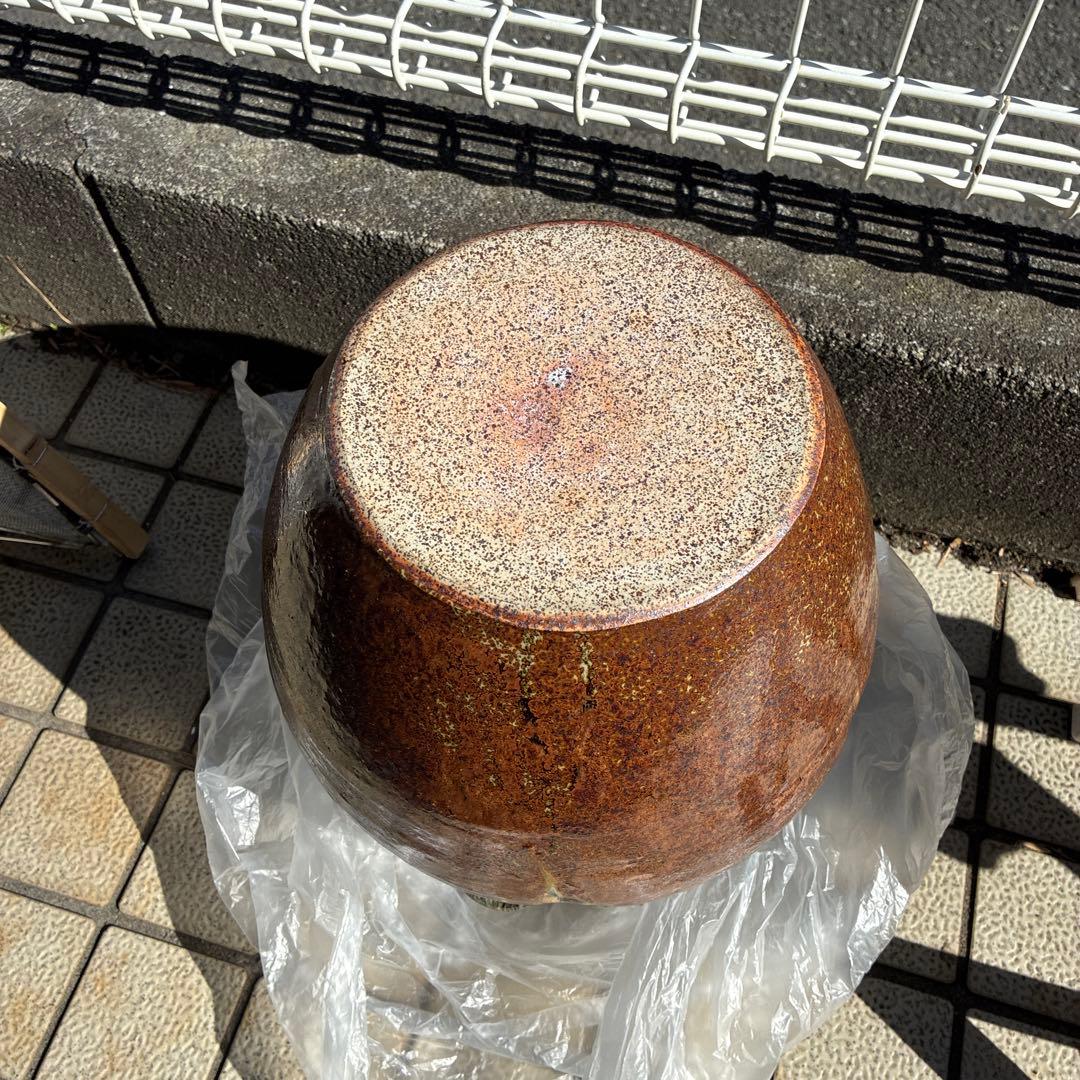 信楽焼、ビンテージ・明山・花瓶　3つ手、レトロ、お茶