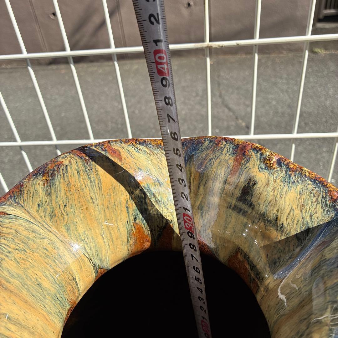 信楽焼、ビンテージ・明山・花瓶　3つ手、レトロ、お茶