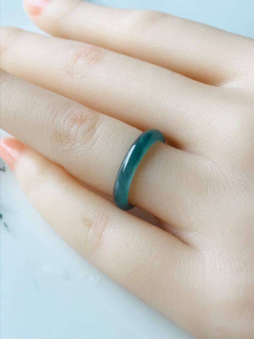 [R15-005］天然石　翡翠　くりぬきリング　グアテマラ産　10.5号