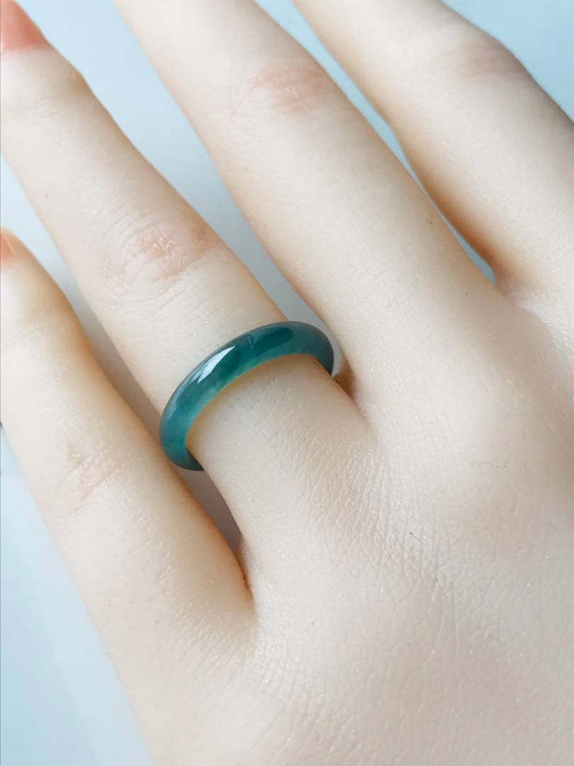 [R15-005］天然石　翡翠　くりぬきリング　グアテマラ産　10.5号