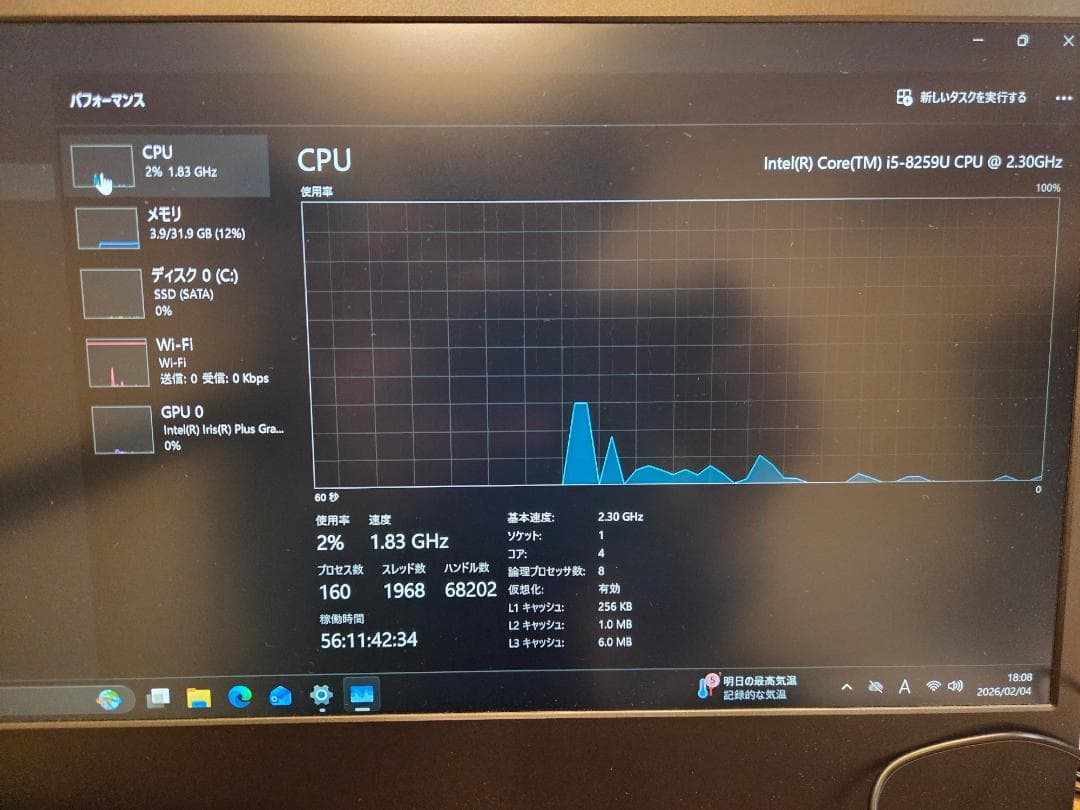ミニPC Intel NUC8i5BEH/32GB/500GB/Win10