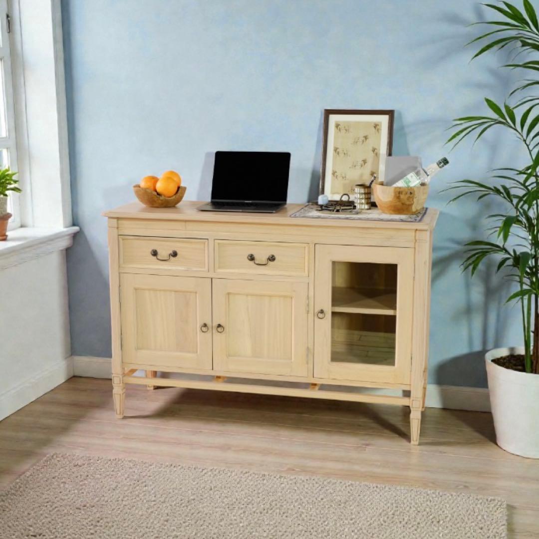 C 新品 キャビネット 収納棚 ナチュラル カントリー 北欧 リビングボード