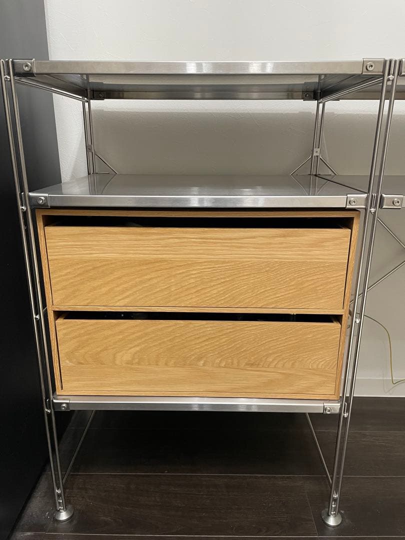 MUJI 無印良品 ステンレスユニットシェルフ　木製引き出し付き　ステンレス棚