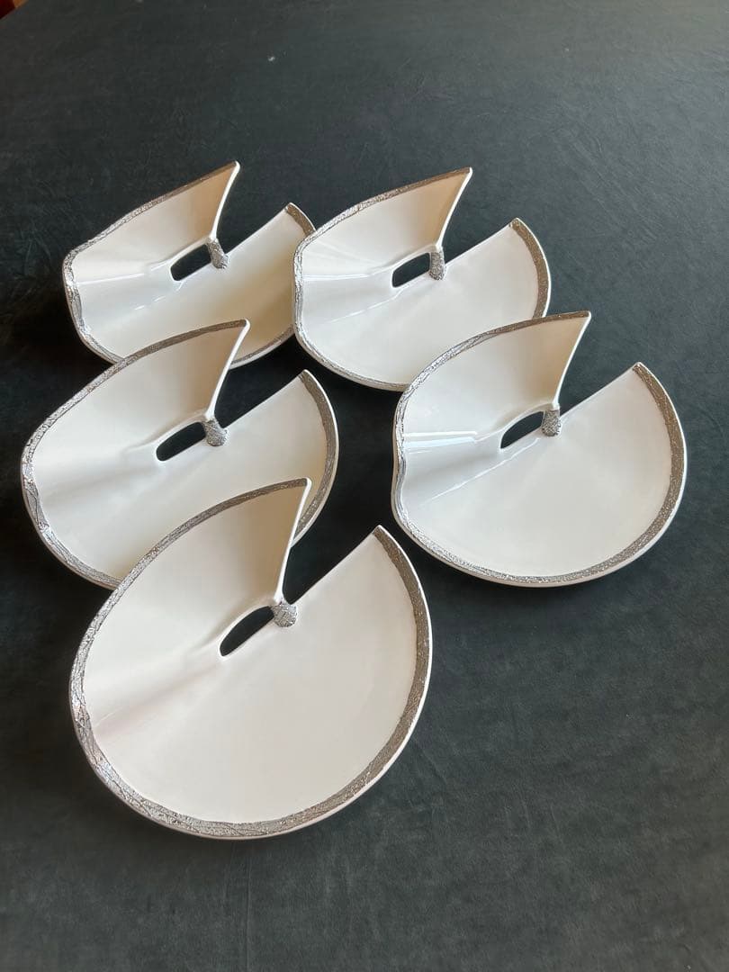 山万渕プラチナ白二段 前菜皿 刺身皿五枚組