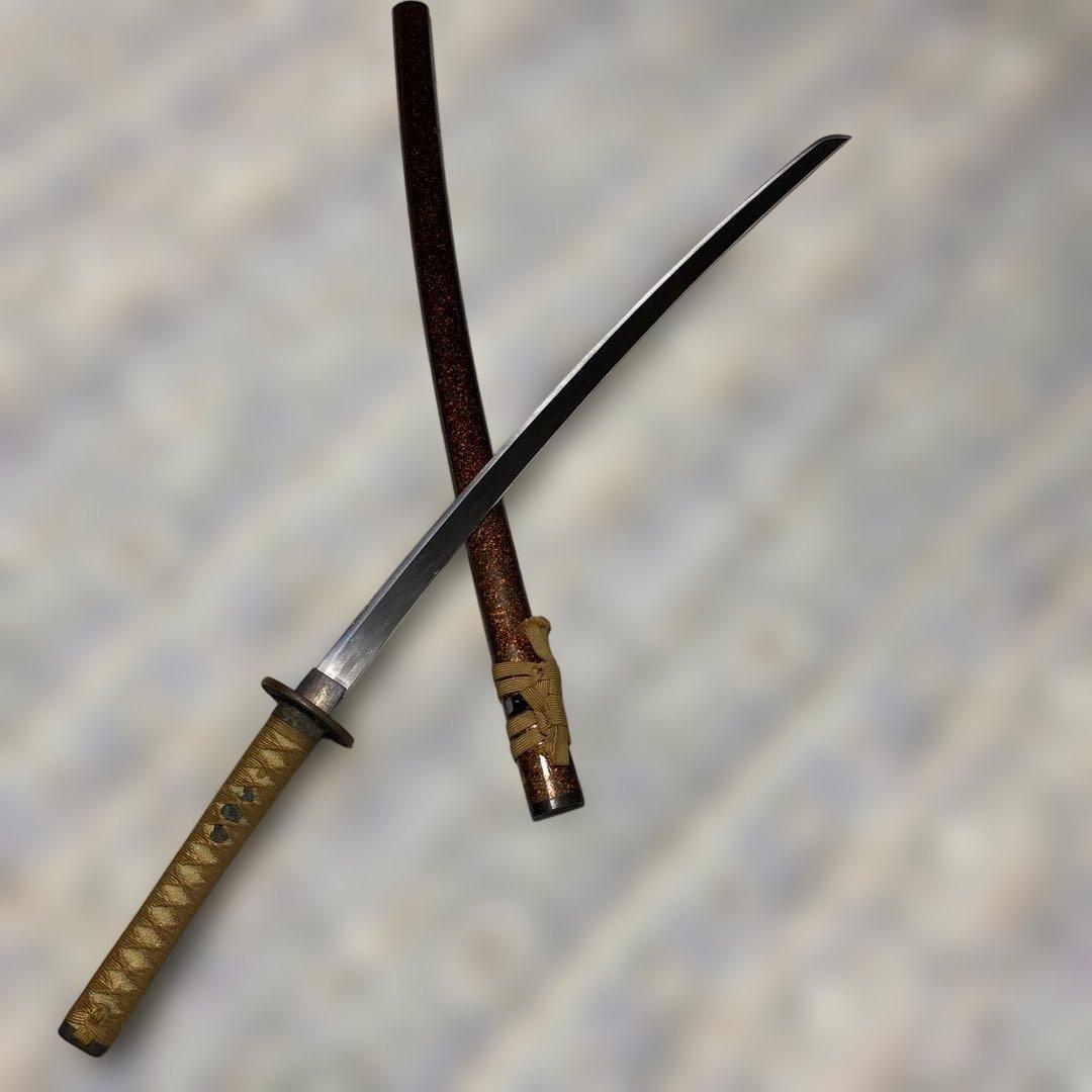 模造大刀 金茶柄 雲龍楕円鍔 黒粒梨地呂鞘