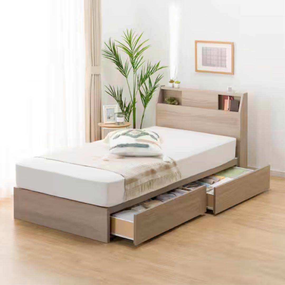 ニトリ　シングルサイズ　ベッドフレーム アザン3 収納付き　ライト•照明付き