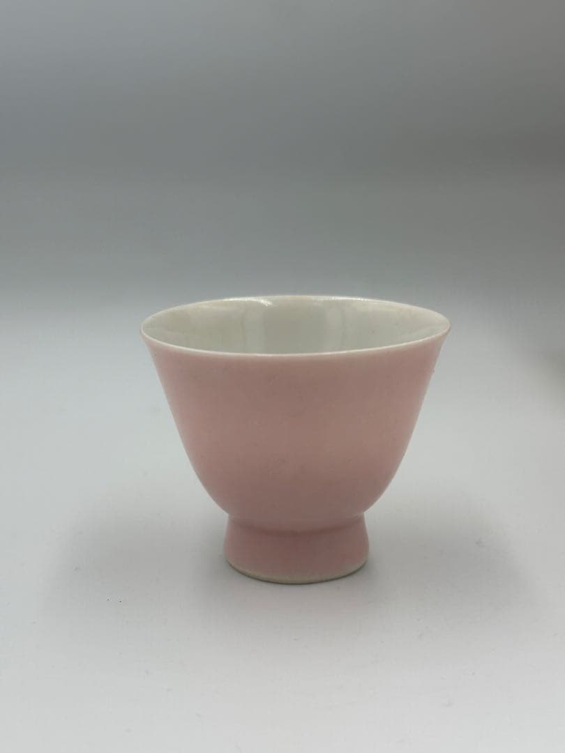 平安　三浦竹泉　煎茶碗　中国美術　ピンク色　珍品　5客セット