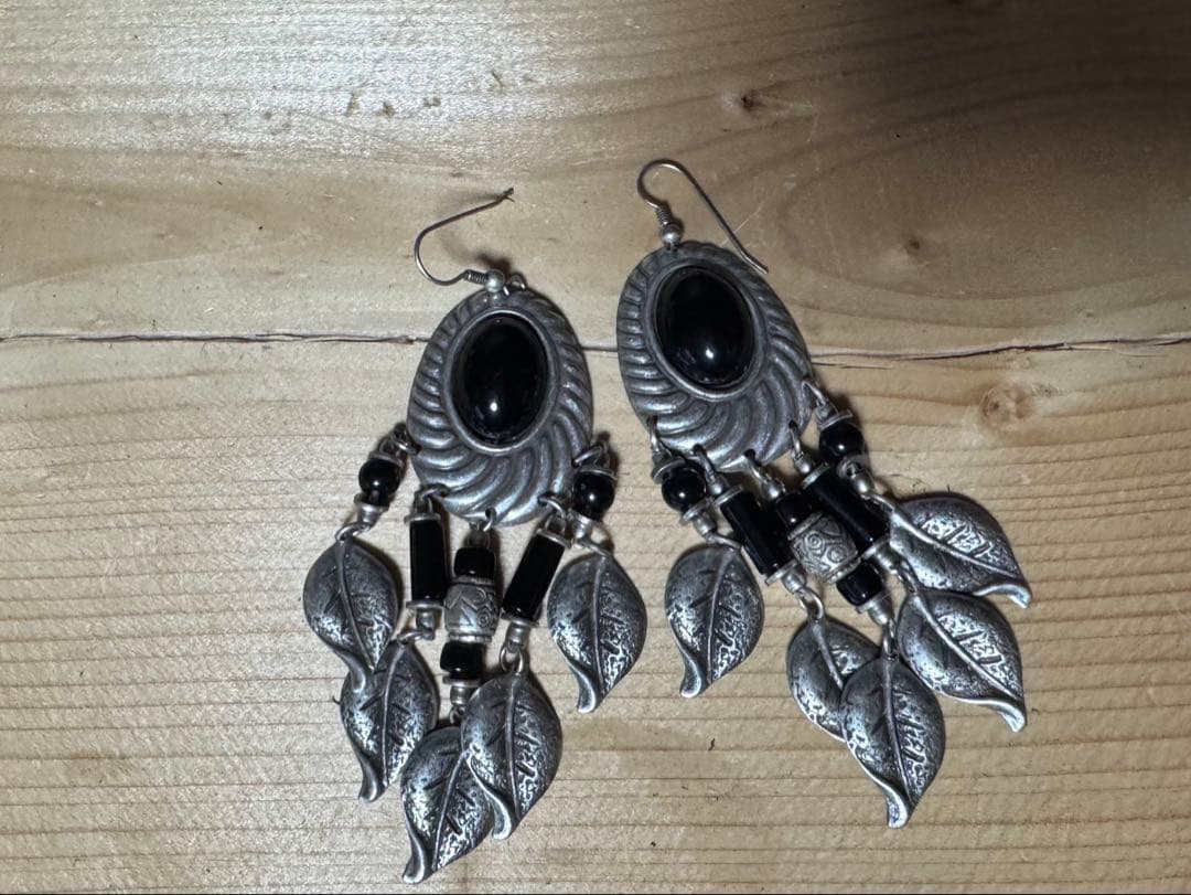 Vintage シルバー　オニキス　ピアス
