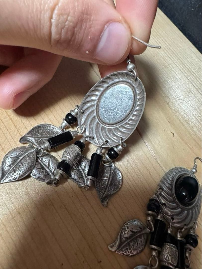 Vintage シルバー　オニキス　ピアス