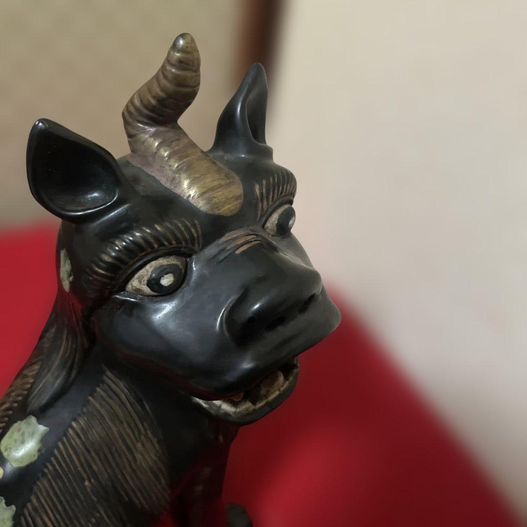 中国古美術　置物　一角獣　陶磁器