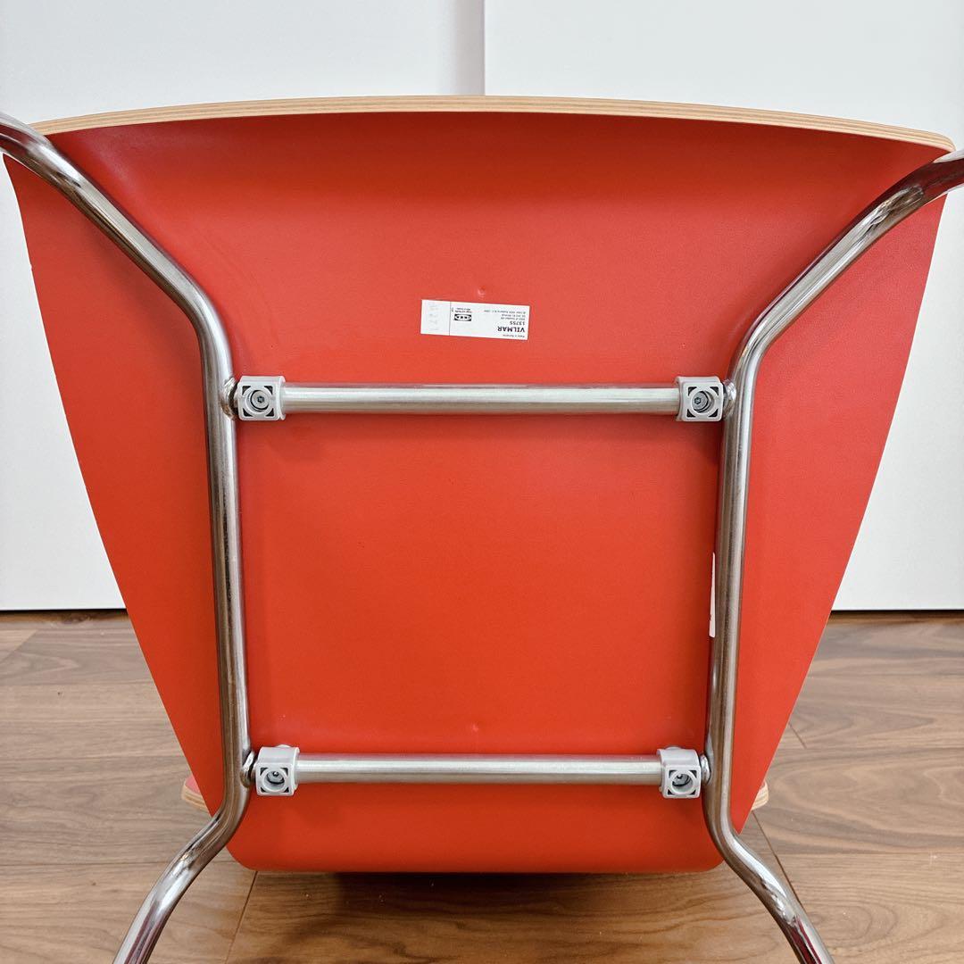 【レア4脚】IKEA VILMAR イケア チェア 赤×クロム脚 レトロポップ