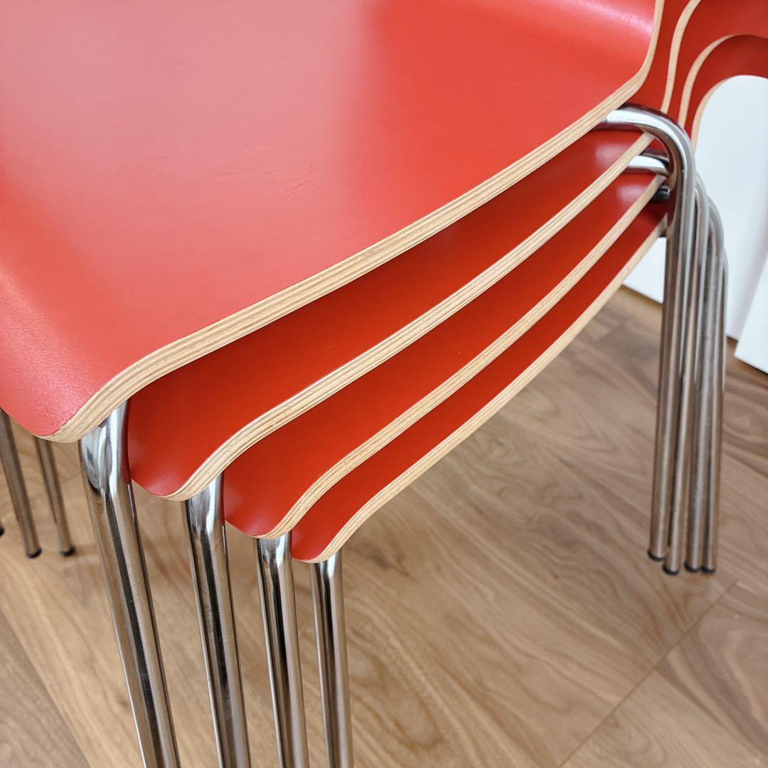 【レア4脚】IKEA VILMAR イケア チェア 赤×クロム脚 レトロポップ