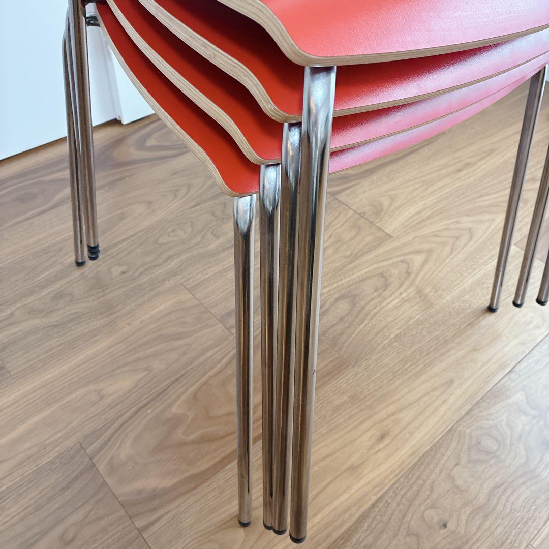 【レア4脚】IKEA VILMAR イケア チェア 赤×クロム脚 レトロポップ