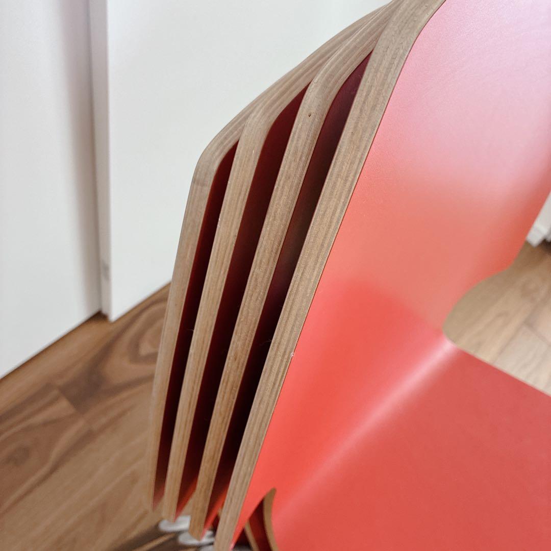 【レア4脚】IKEA VILMAR イケア チェア 赤×クロム脚 レトロポップ