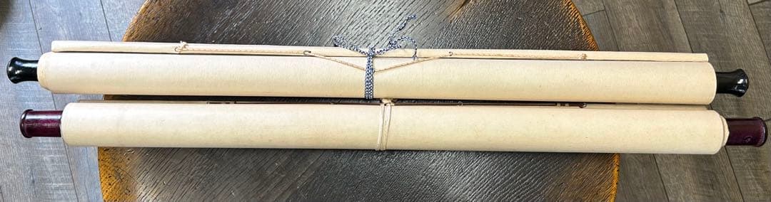 中国 肉筆模写 絹本紙本掛軸 2本セット