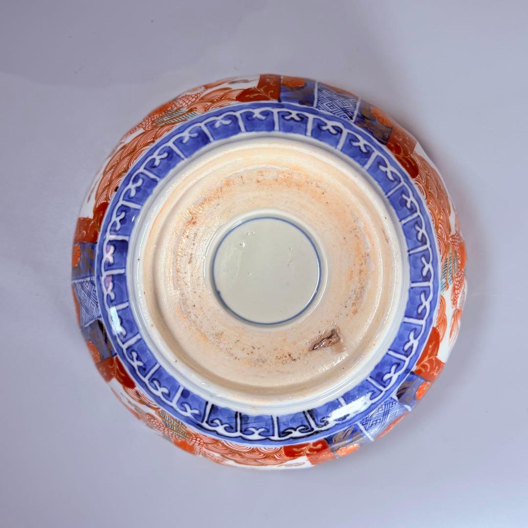 古伊万里　大聖寺伊万里　染錦三方龍仙人菊花型鉢　三ツ鉢揃い　黄仁覧図　特上品