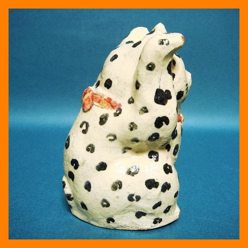 432『ユキヒョウ 招き猫』陶器　/骨董品 古美術 アンティーク 古玩