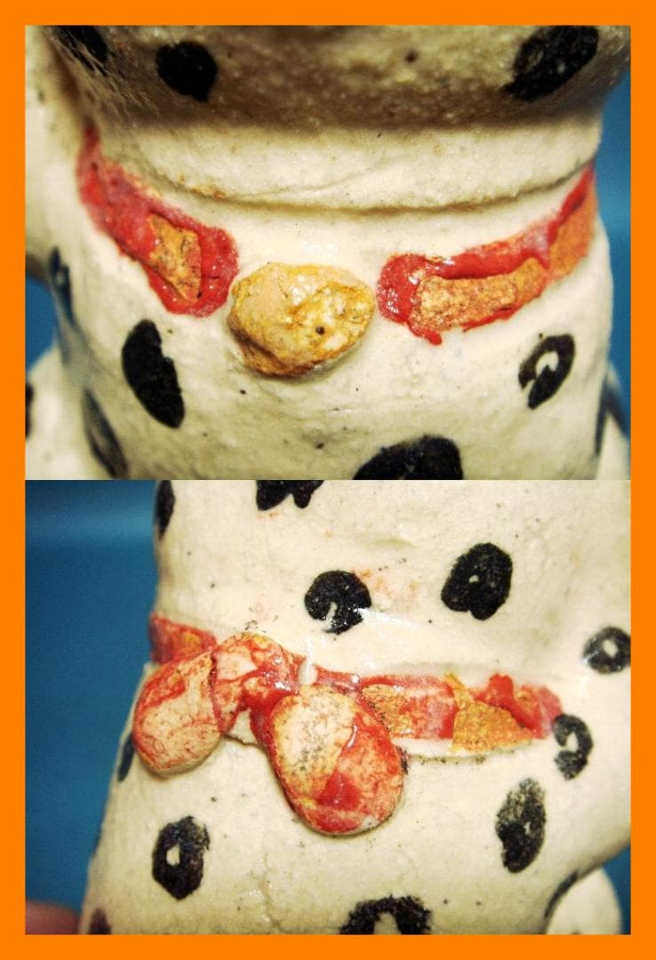 432『ユキヒョウ 招き猫』陶器　/骨董品 古美術 アンティーク 古玩