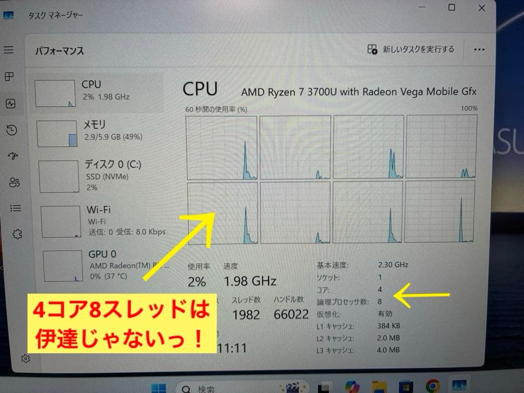 asus ZenBook UM431D Ryzen7 Office付