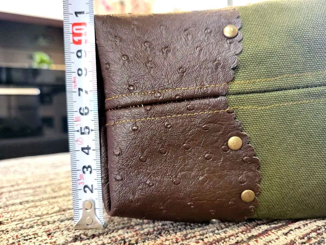 オリーブグリーン☆ハンドメイド★ビーズトートバッグ