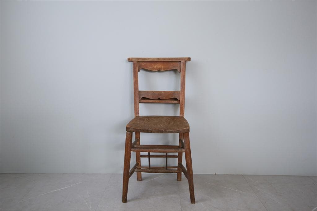 英国アンティーク木製チャペルチェア/チャーチ/ダイニングイス/飾り棚(92-96