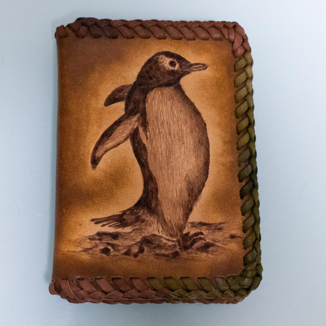 ペンギン牛皮革レザー パスケース・カードケース（ジェンツー）