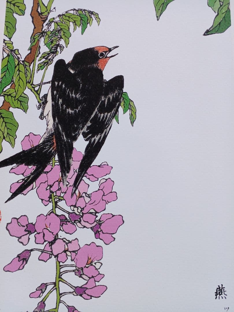 江戸屋版　媒嶺花鳥画譜第1編 27図 手作り古画修復　浮世絵風