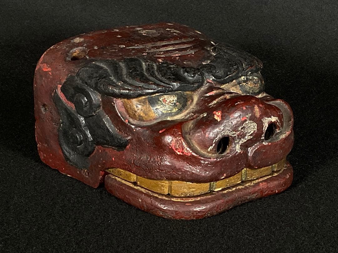 木彫　獅子頭　獅子舞　民藝　時代物　江戸期