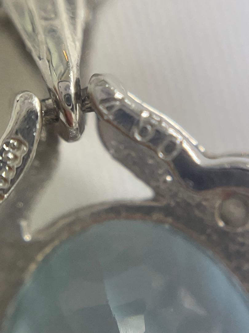 大粒　ペンダントトップ　Pt900 ダイヤモンド0.1ct アクアマリン　ブルー
