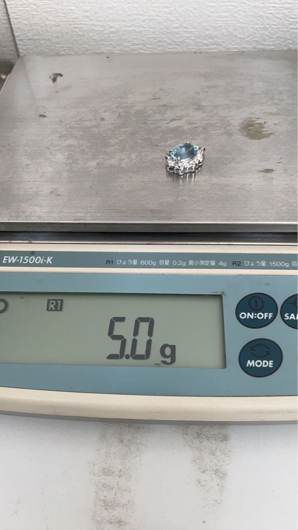 大粒　ペンダントトップ　Pt900 ダイヤモンド0.1ct アクアマリン　ブルー