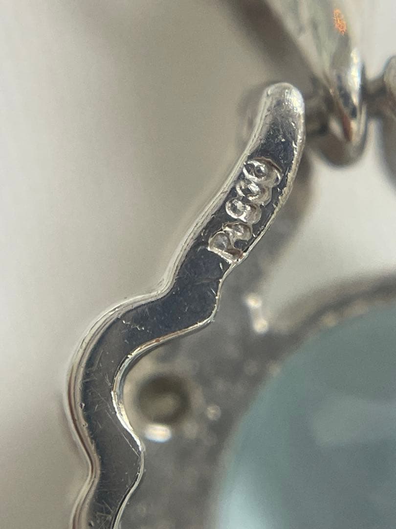 大粒　ペンダントトップ　Pt900 ダイヤモンド0.1ct アクアマリン　ブルー