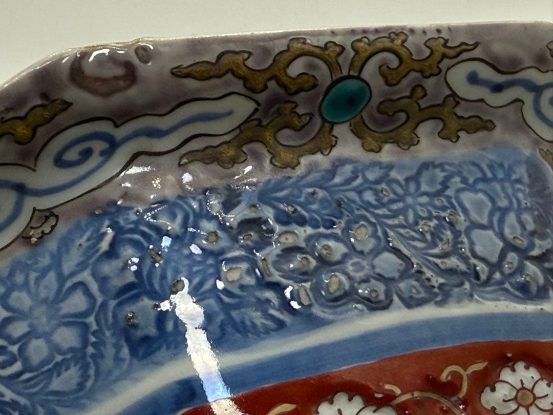 大聖寺伊万里　色絵　八角大鉢　アンティーク　送料込み260225