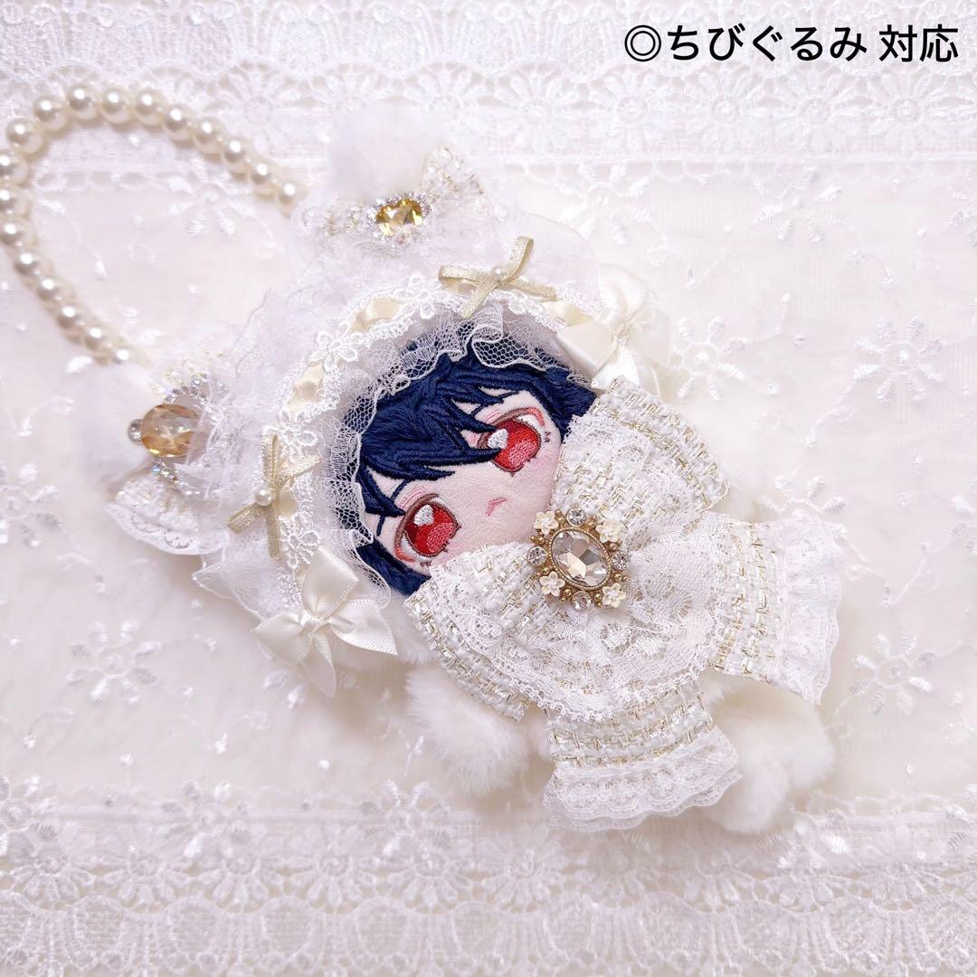ツイードシリーズ　いつぬい　ちびぐるみ ぬい服　ねこ　白　クリーム　あんスタ