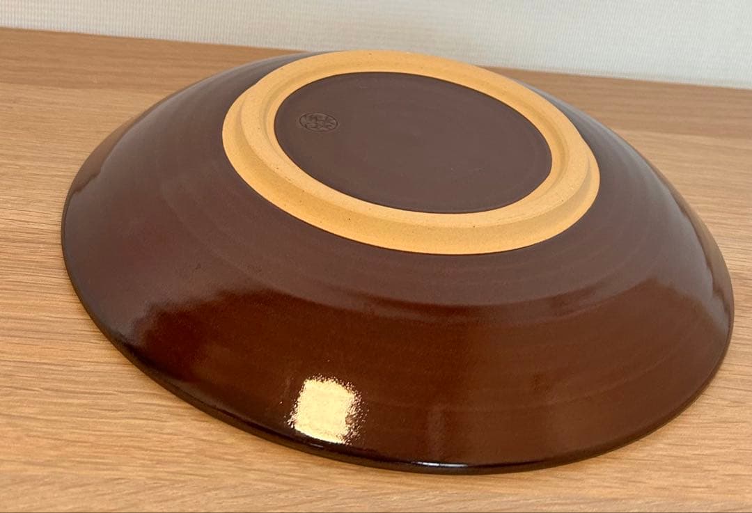 大樋飴釉　皿　2枚　十一代長左衛門　共箱入り　陶器　大皿